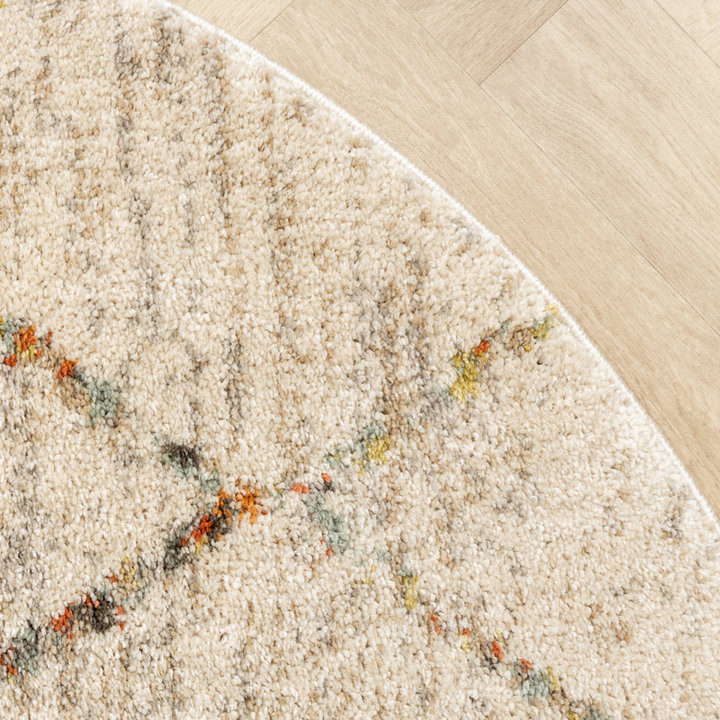 Rond hoogpolig vloerkleed - Blend Lines Terra - 4