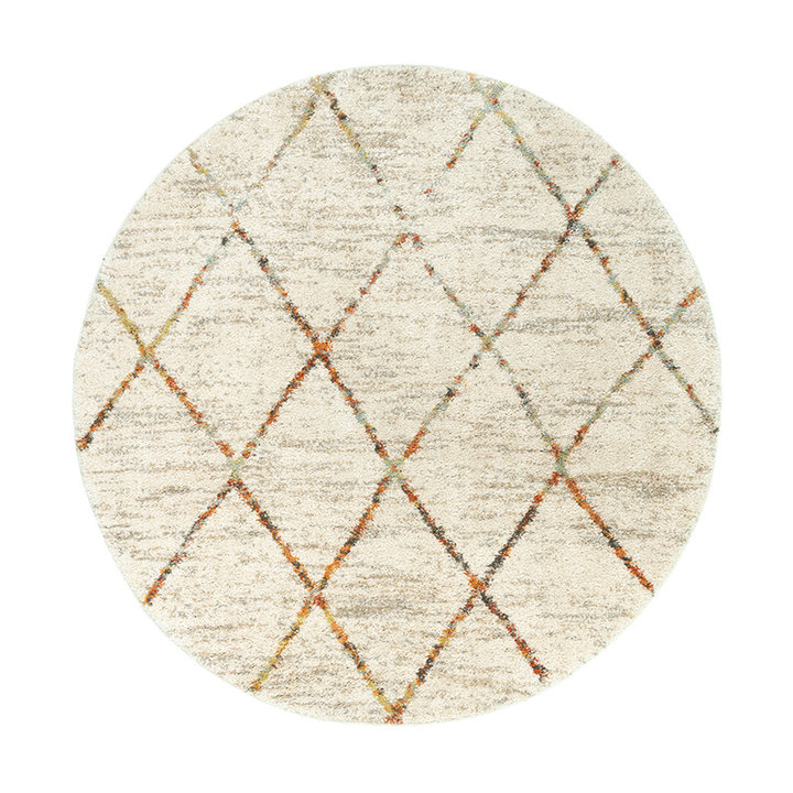 Rond hoogpolig vloerkleed - Blend Lines Terra - 1