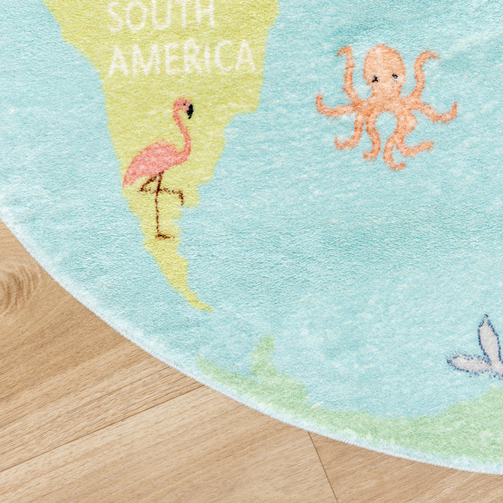 Rond kindervloerkleed - Globe Lichtblauw - 3