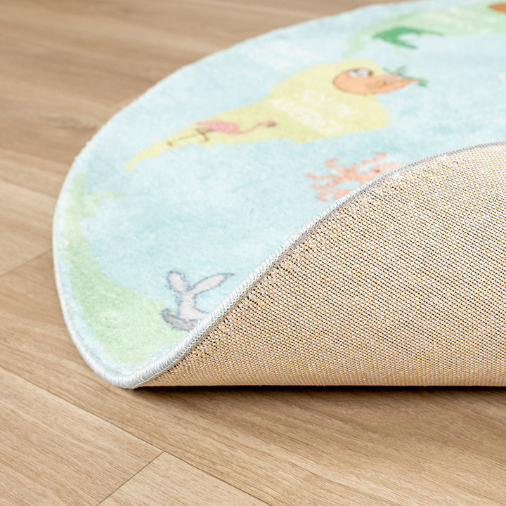 Rond kindervloerkleed - Globe Lichtblauw - 5