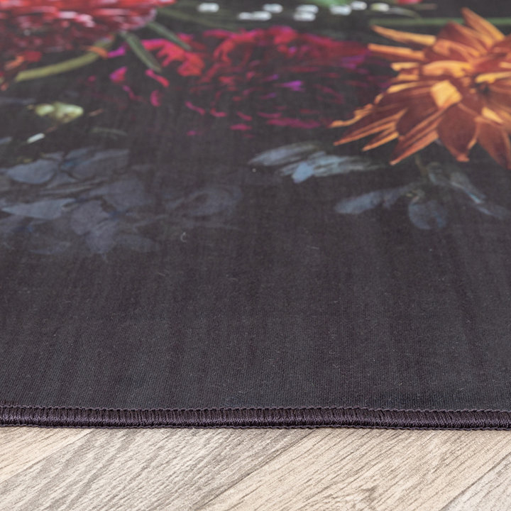 Bloemen vloerkleed - Florine Zwart/Roze - 4