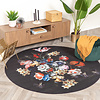 Rond bloemen vloerkleed - Florine Zwart Blauw