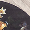 Rond bloemen vloerkleed - Florine Zwart Blauw