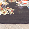 Rond bloemen vloerkleed - Florine Zwart Blauw