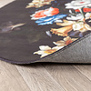 Rond bloemen vloerkleed - Florine Zwart Blauw