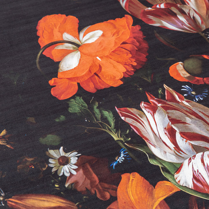 Bloemen vloerkleed - Florine Zwart/Oranje - 3