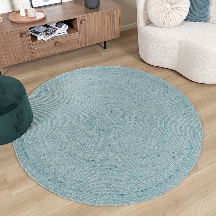 Rond wollen vloerkleed - Wise Blauw No. 364 - 4