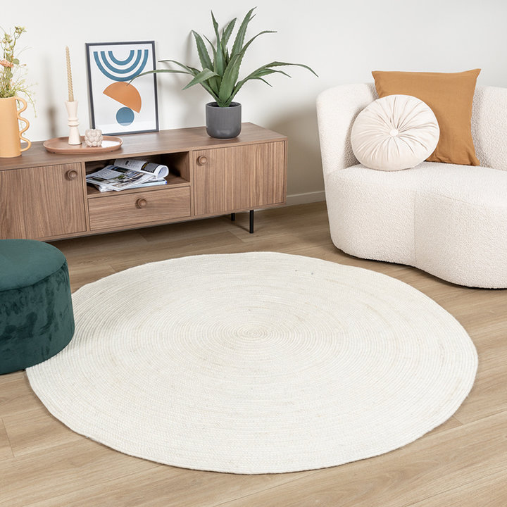 Rond wollen vloerkleed - Wise Wit No. 001 - 3