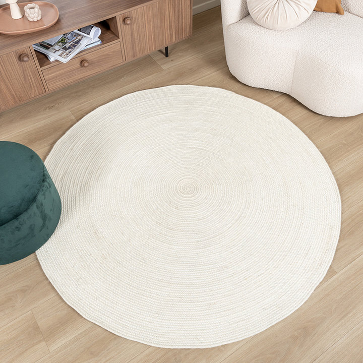 Rond wollen vloerkleed - Wise Wit No. 001 - 4