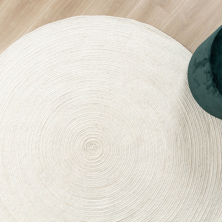 Rond wollen vloerkleed - Wise Wit No. 001 - 5