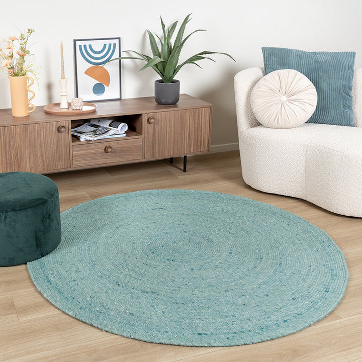 Rond wollen vloerkleed - Wise Blauw No. 364 - 3