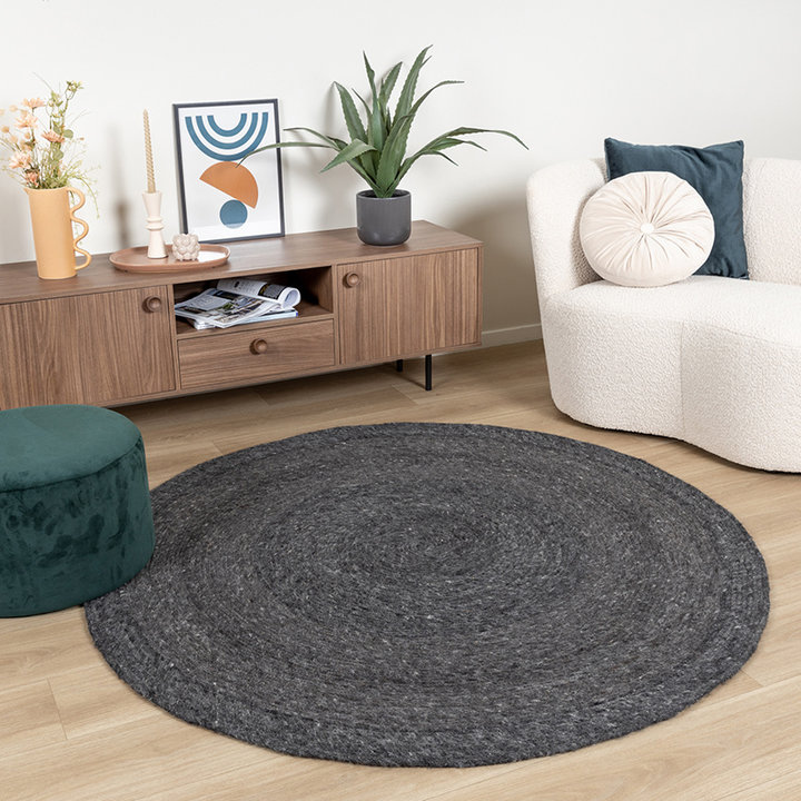Rond wollen vloerkleed - Wise Antraciet No. 614 - 3