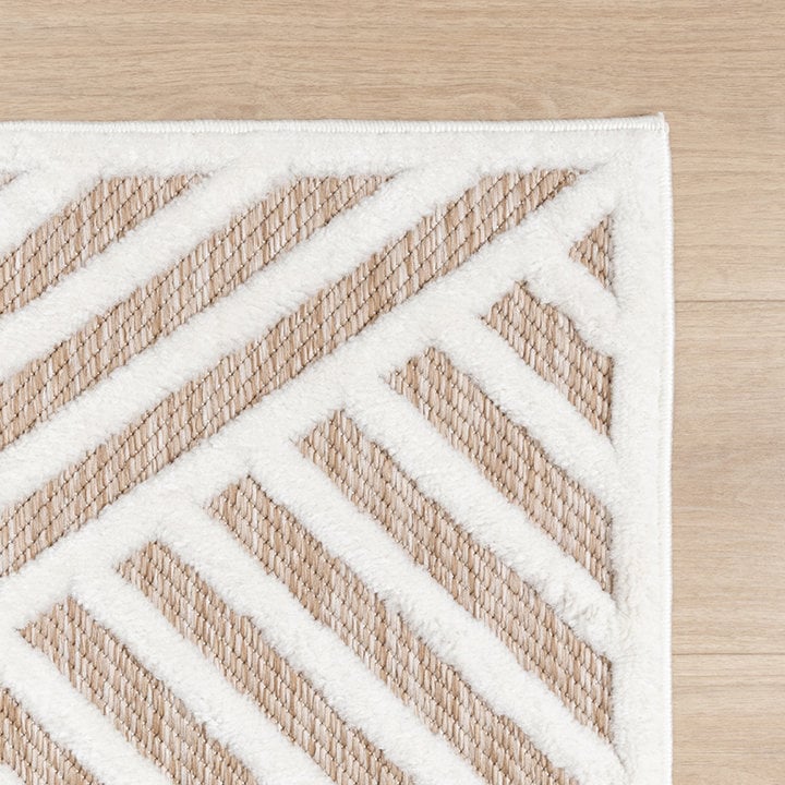 Modern binnen- en buitenkleed - Nori Lines Wit/Taupe - 3