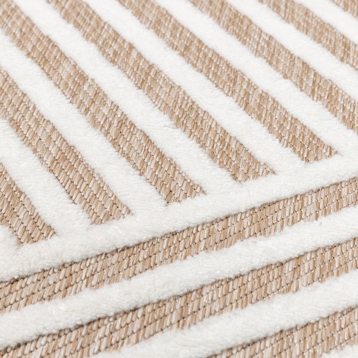 Modern binnen- en buitenkleed - Nori Lines Wit/Taupe - 5