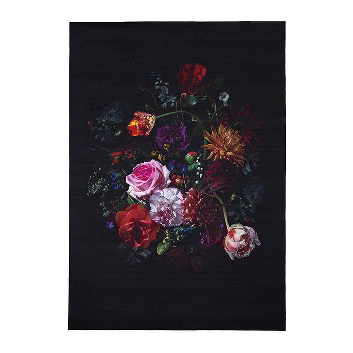 Bloemen vloerkleed - Florine Zwart/Roze - 1