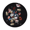 Rond bloemen vloerkleed - Florine Zwart Blauw
