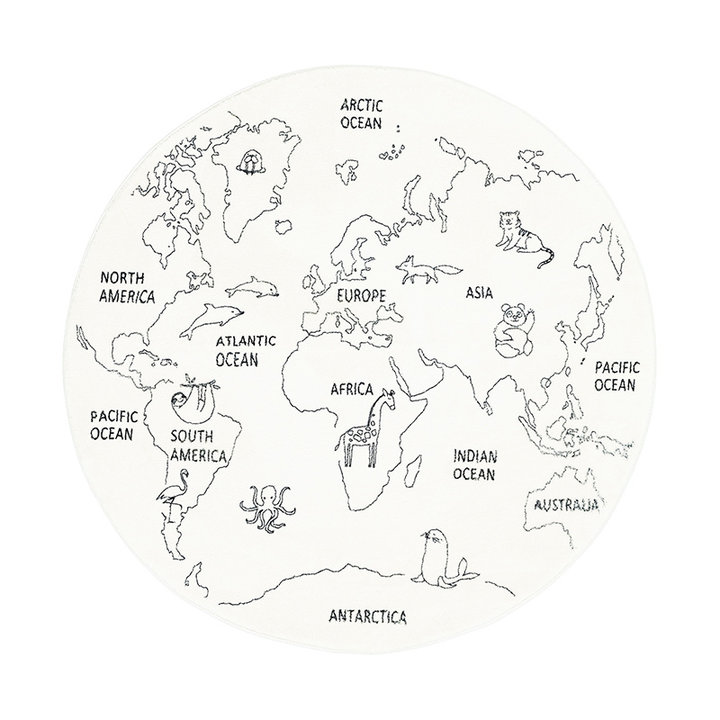 Rond kindervloerkleed - Globe Crème - 1