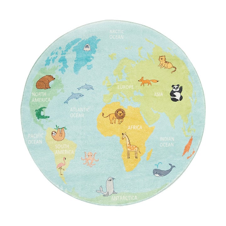 Rond kindervloerkleed - Globe Lichtblauw - 1