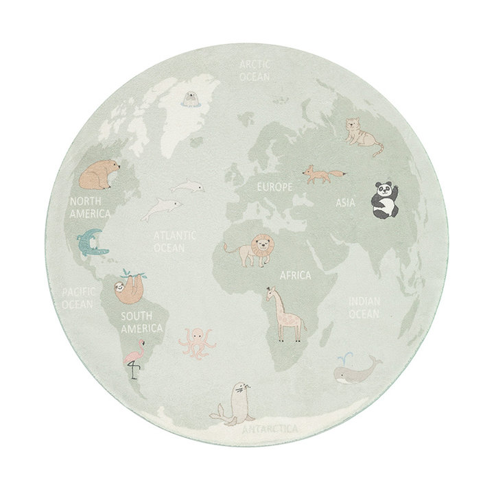 Rond kindervloerkleed - Globe Mint - 1