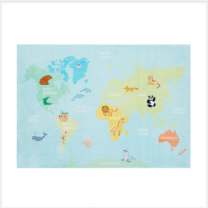 Kindervloerkleed - Globe Lichtblauw - 1
