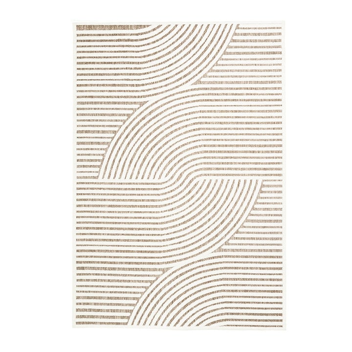 Modern binnen- en buitenkleed - Nori Curves Wit/Taupe - 1