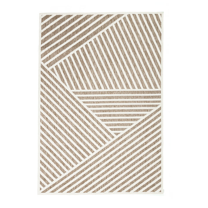 Modern binnen- en buitenkleed - Nori Lines Wit/Taupe - 1