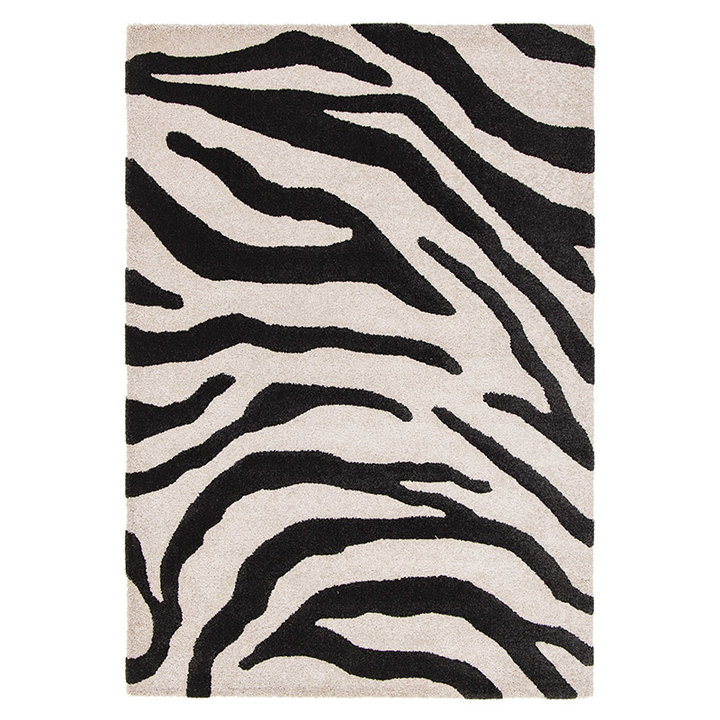 Hoogpolig vloerkleed - Nyomi Zebra Zwart 350