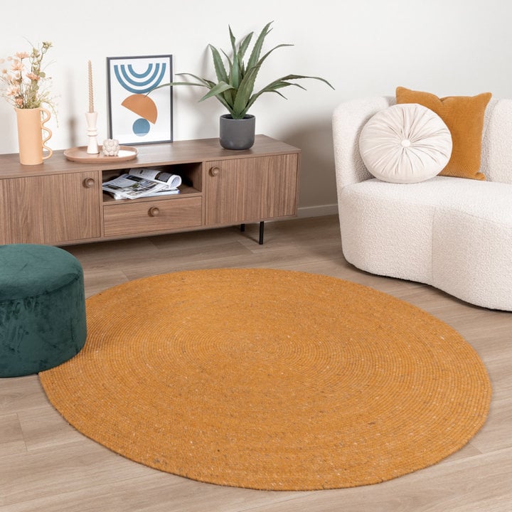 Rond wollen vloerkleed - Wise Geel No. 378 - 3