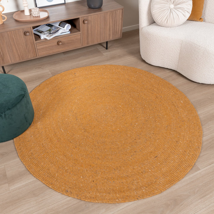 Rond wollen vloerkleed - Wise Geel No. 378 - 4