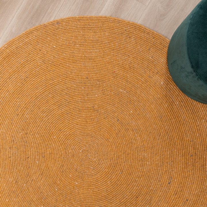 Rond wollen vloerkleed - Wise Geel No. 378 - 5