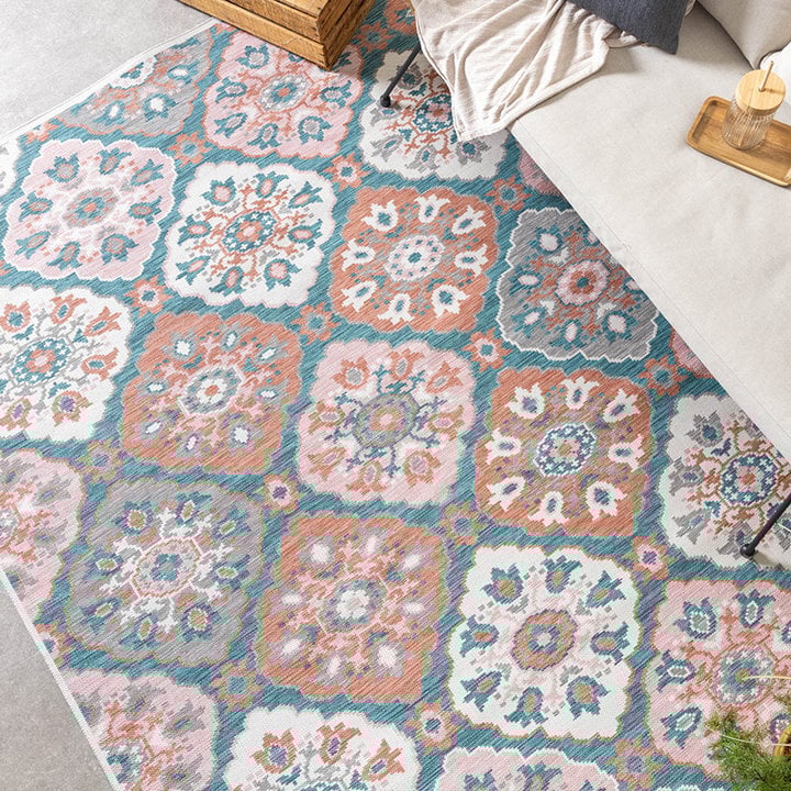 Bohemian buitenkleed - Vedra Tile Blauw - 3