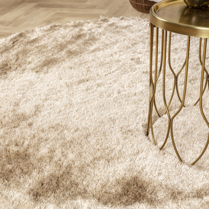 Rond hoogpolig vloerkleed - Glorious Champagne/Creme - 3