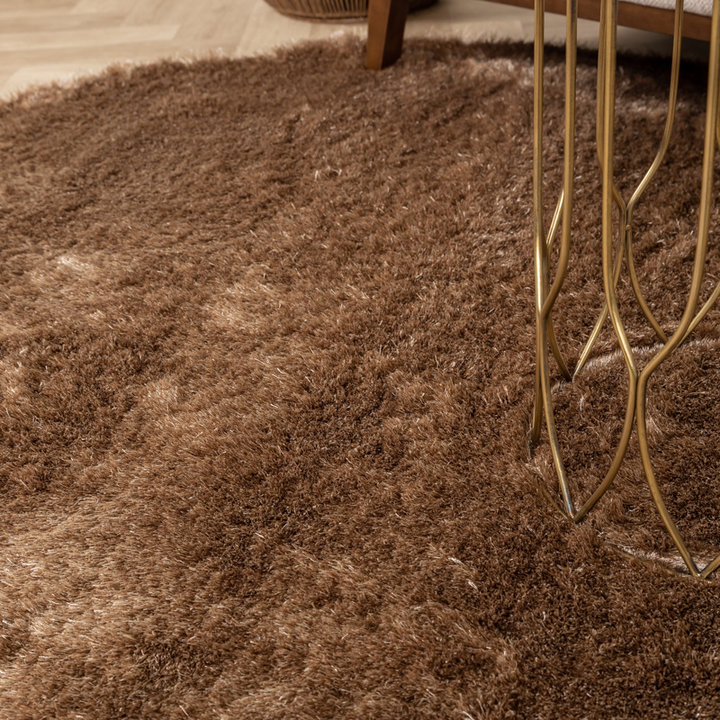 Rond hoogpolig vloerkleed - Glorious Taupe - 3
