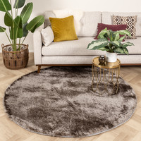 Rond hoogpolig vloerkleed - Glorious Zilver / Grijs
