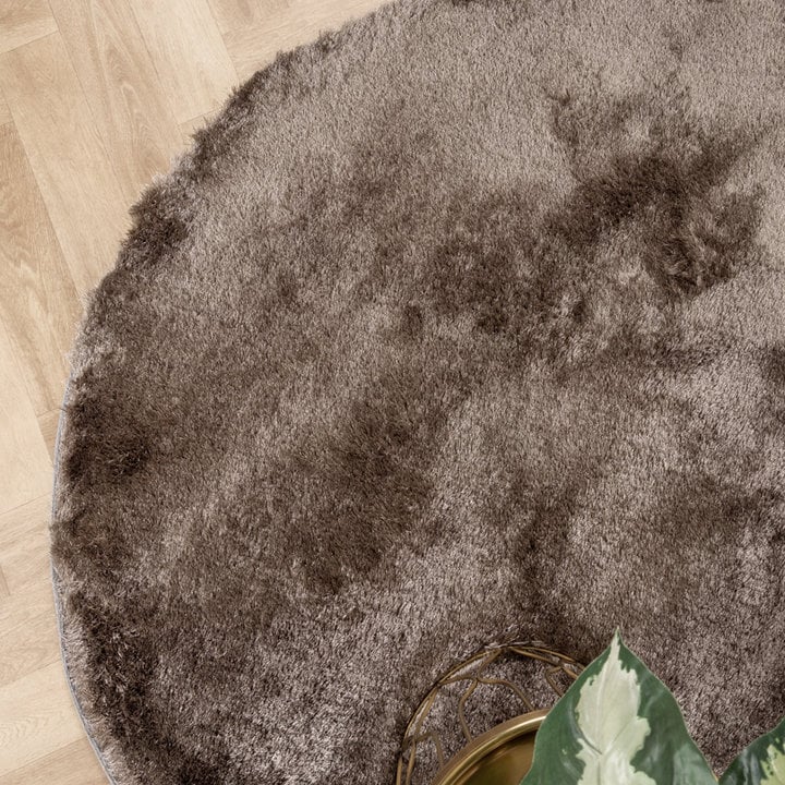 Rond hoogpolig vloerkleed - Glorious Zilver/Grijs - 3