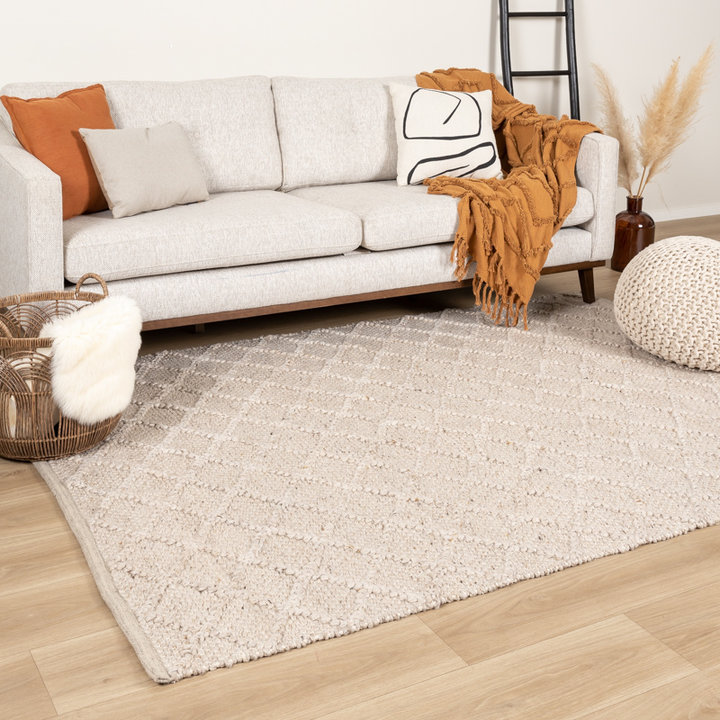 Wol gevlochten vloerkleed - Knit Beige - 3
