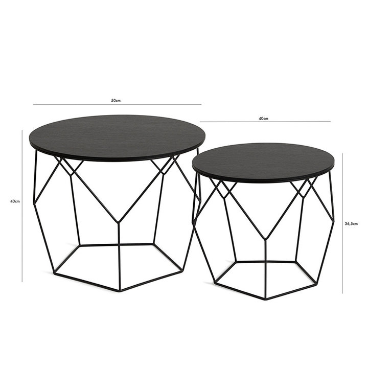 Bijzettafel - Gustav Zwart 2/set - 5