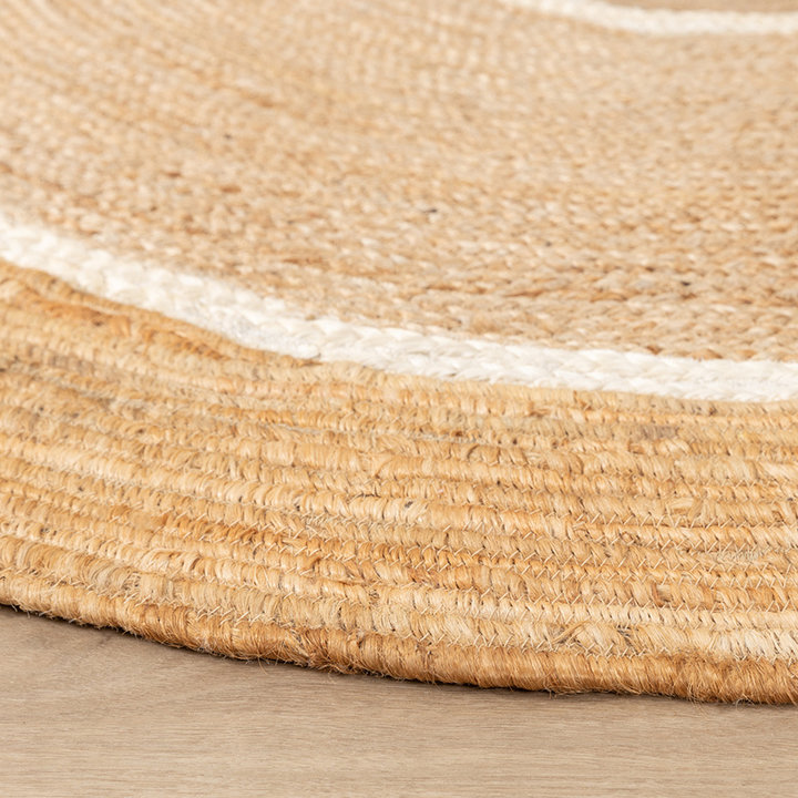 Rond Jute vloerkleed - Mirai Circle Wit/Naturel - 4