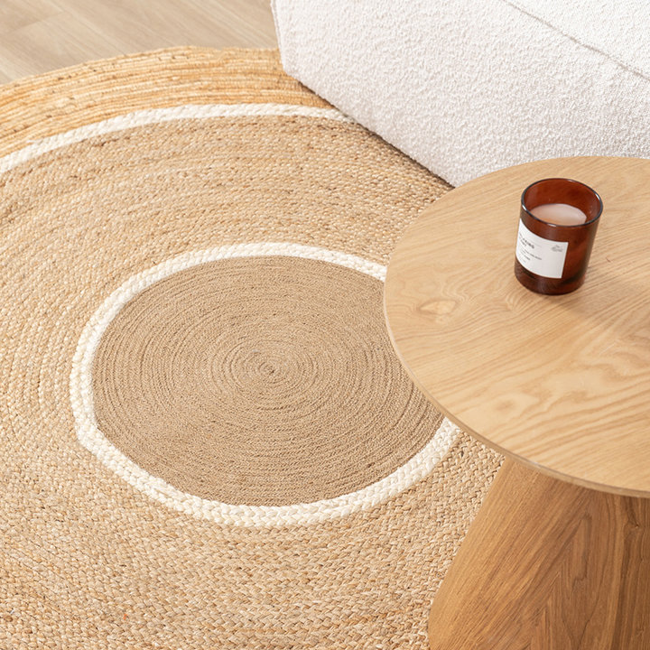 Rond Jute vloerkleed - Mirai Circle Wit/Naturel - 2
