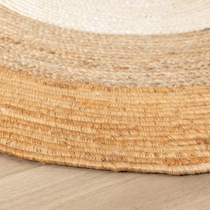 Rond Jute vloerkleed - Mirai Border Wit/Naturel - 4