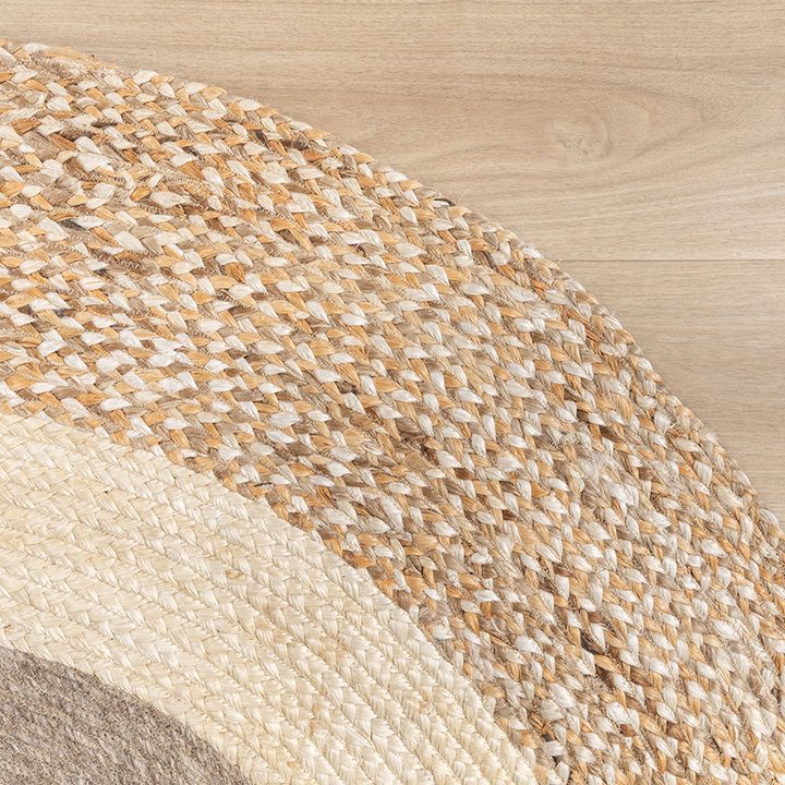 Rond Jute vloerkleed - Mirai Border Wit/Melange - 3