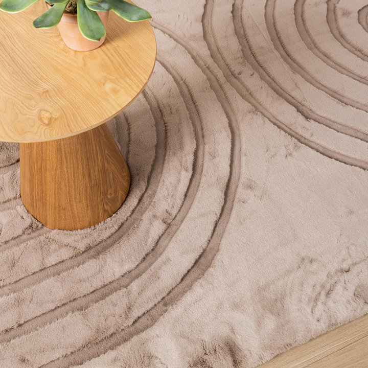 Zacht hoogpolig vloerkleed - Carvy Arches Taupe - 3