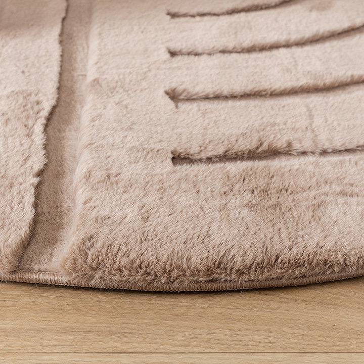 Rond hoogpolig vloerkleed - Carvy Curves Taupe - 4