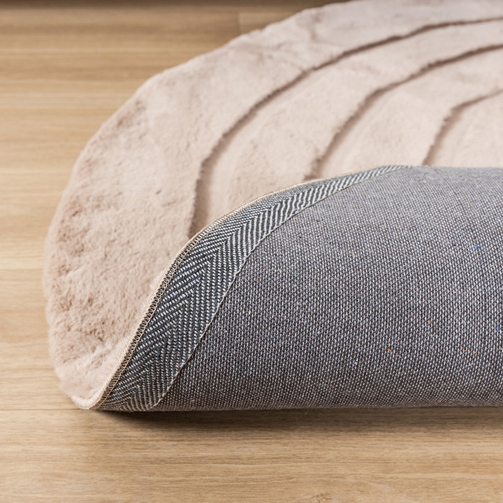 Rond hoogpolig vloerkleed - Carvy Curves Taupe - 5