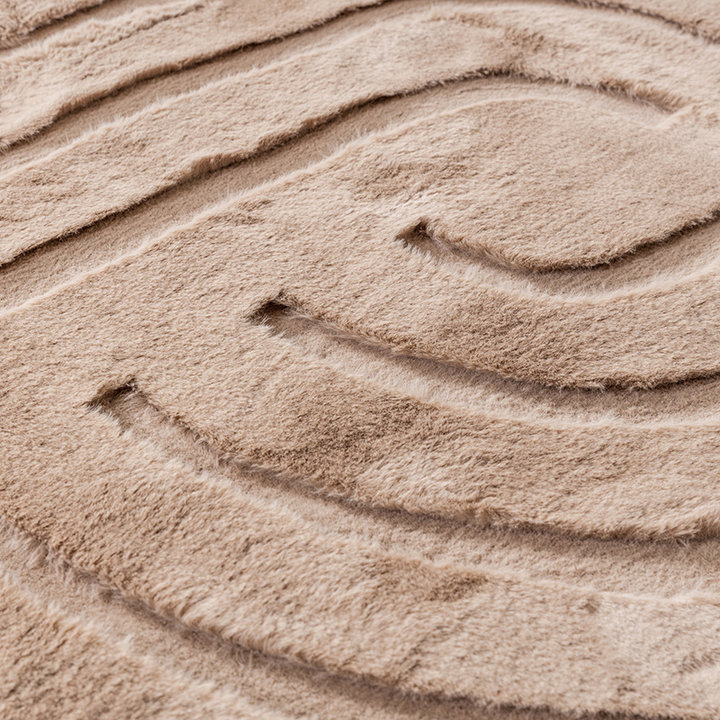 Rond hoogpolig vloerkleed - Carvy Curves Taupe - 6