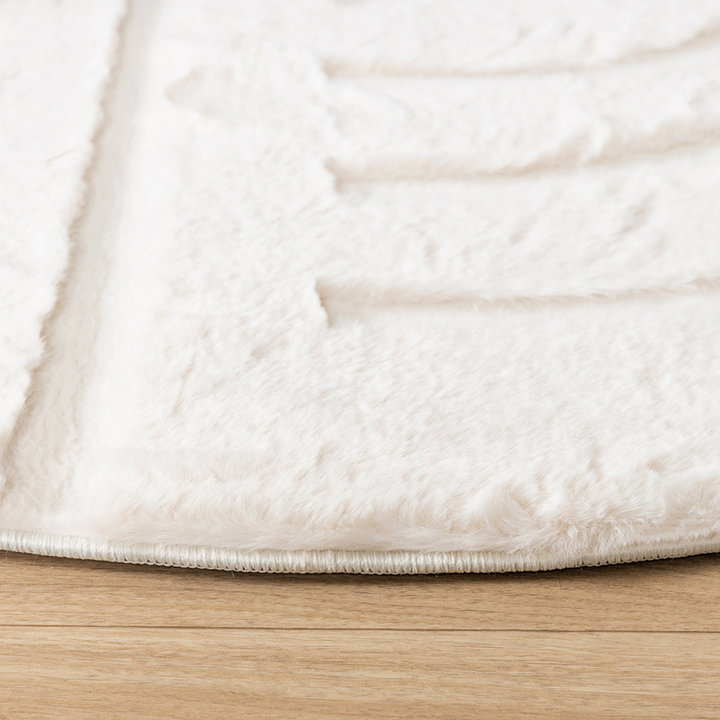 Rond hoogpolig vloerkleed - Carvy Curves Crème - 3