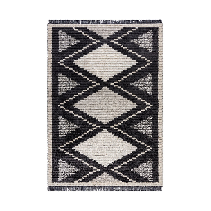 Geometrisch vloerkleed - Domino Zaid Zwart/Wit - 1