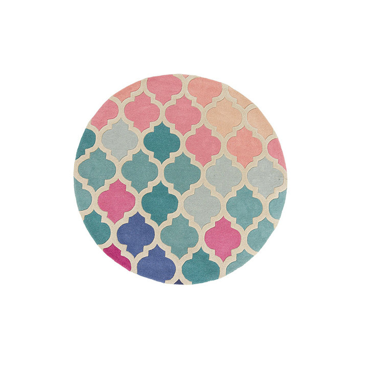 Rond modern vloerkleed - Illo Rosella Roze/Blauw - 1