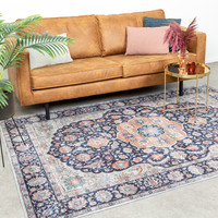 Vintage vloerkleed - Imagine Medaillon Blauw