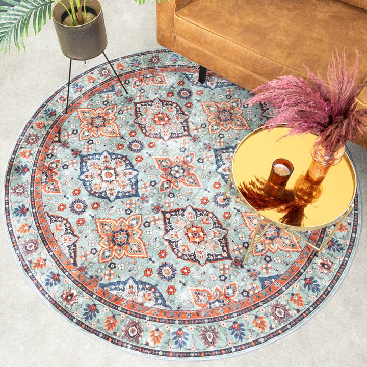 Rond vintage vloerkleed - Imagine Oriental Groen